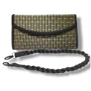 Baskets of Cambodia Straw Reed Grass Lapria Clutch Bag with Braided Strap